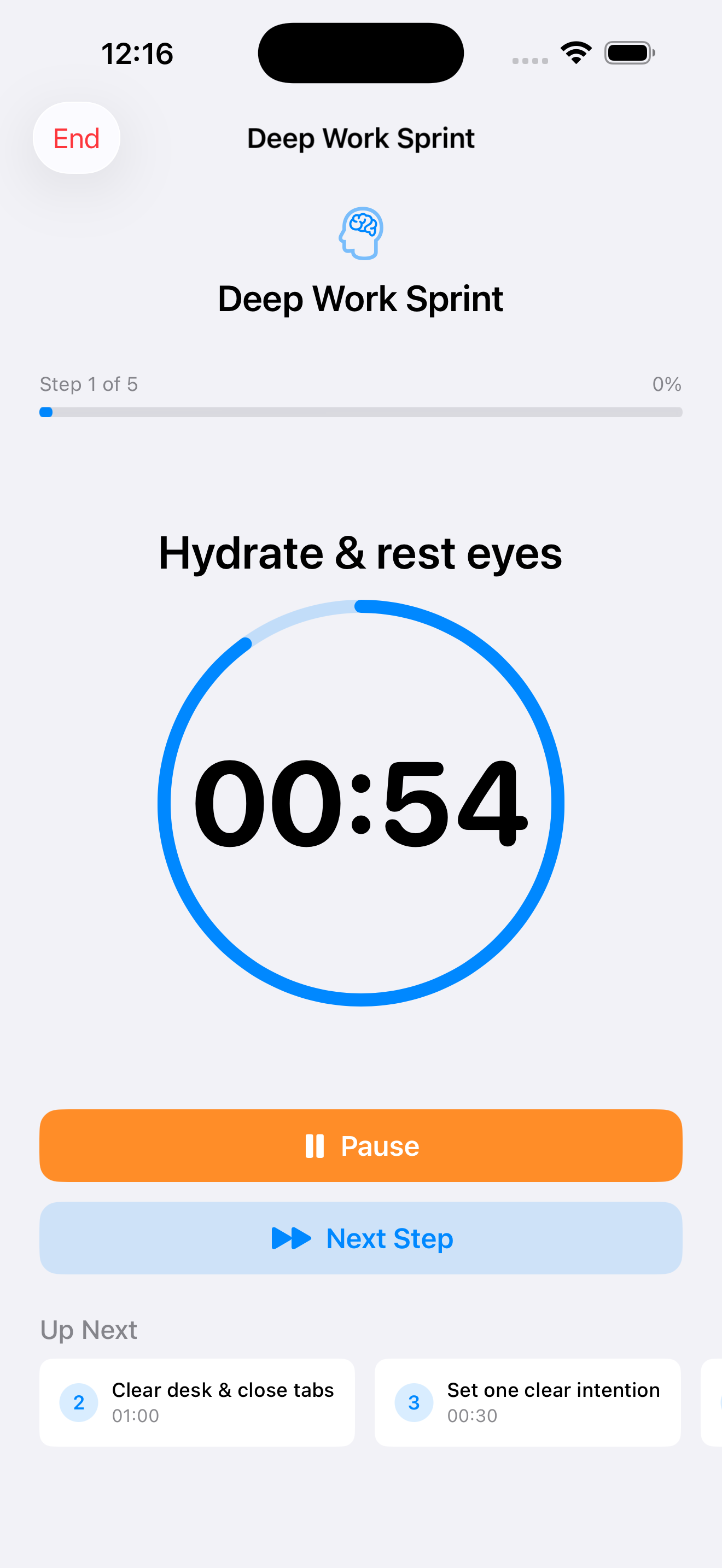 Active routine with timer