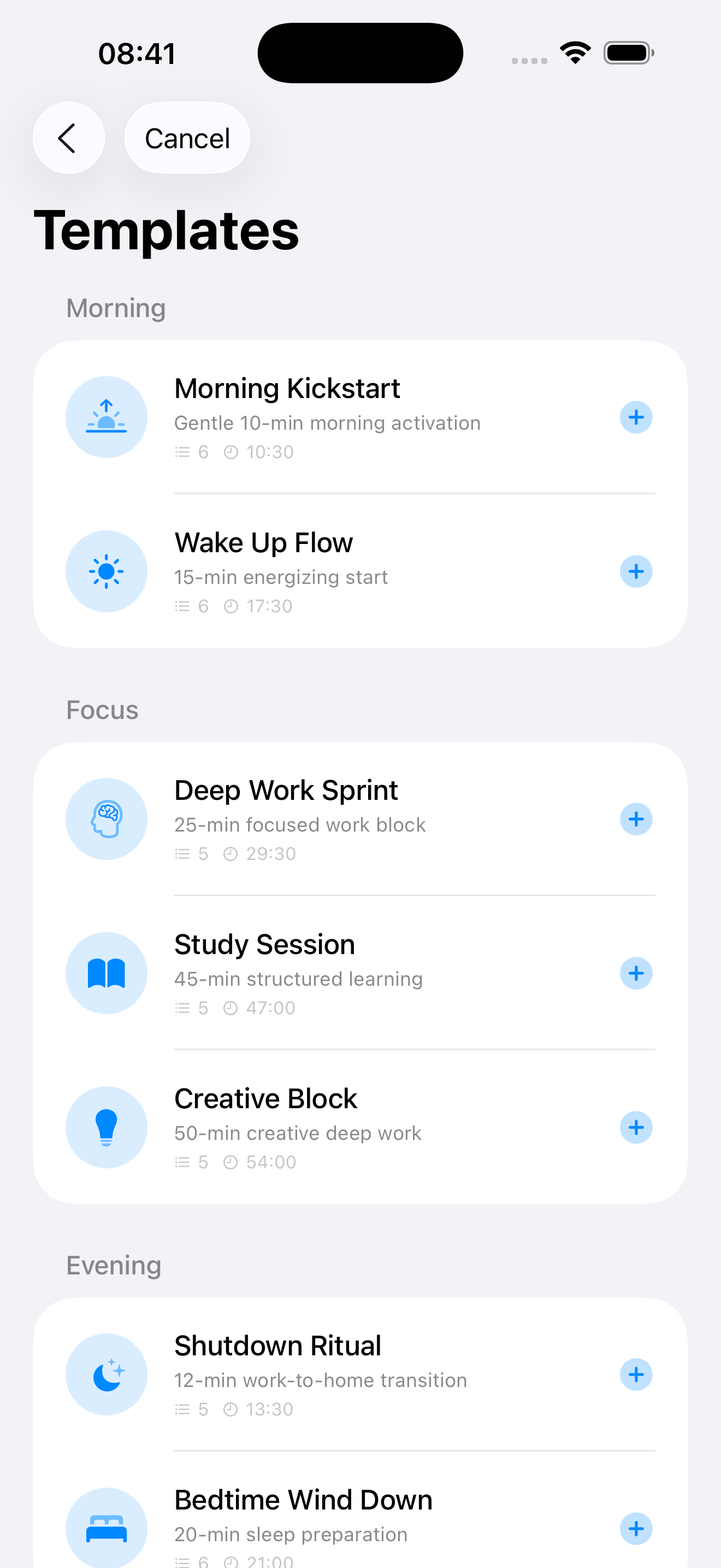 Routine templates library